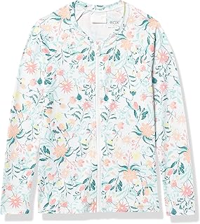 Color Garden Long Sleeve Zip-up Rashguard Camisa de proteccin de Sarpullido para Niñas
