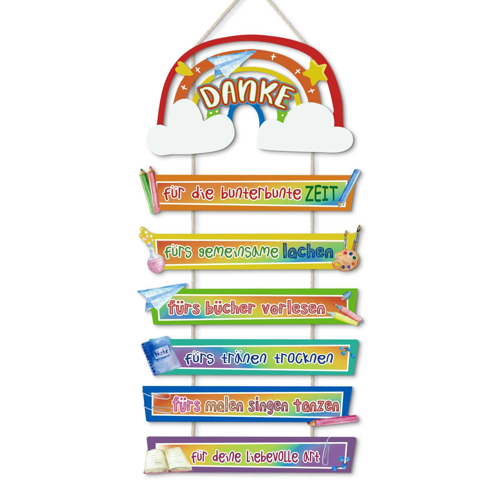 Putuo Decor Kinderzimmer Wanddeko, Klassenraum Deko mit buntem Regenbogen, bunter Schrift und Stifte-Motiven, Klassenzimmer Deko mit positiven Sprüchen für Türschild, Babyzimmer, 30×20×1,5 cm