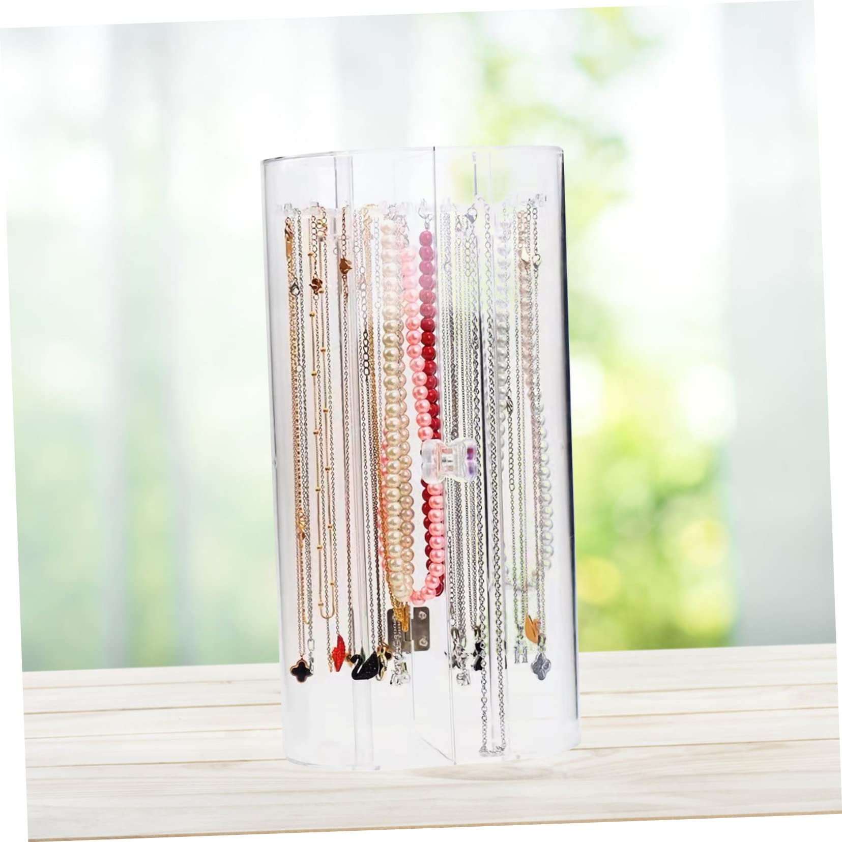 OUNONA Schmuckhalter aus Acryl Transparenter Ohrringhalter zum Aufhängen Schmuckregal für Halsketten und Anhänger Aufbewahrungshalter mit Drehbarem Haken Armbandorganizer