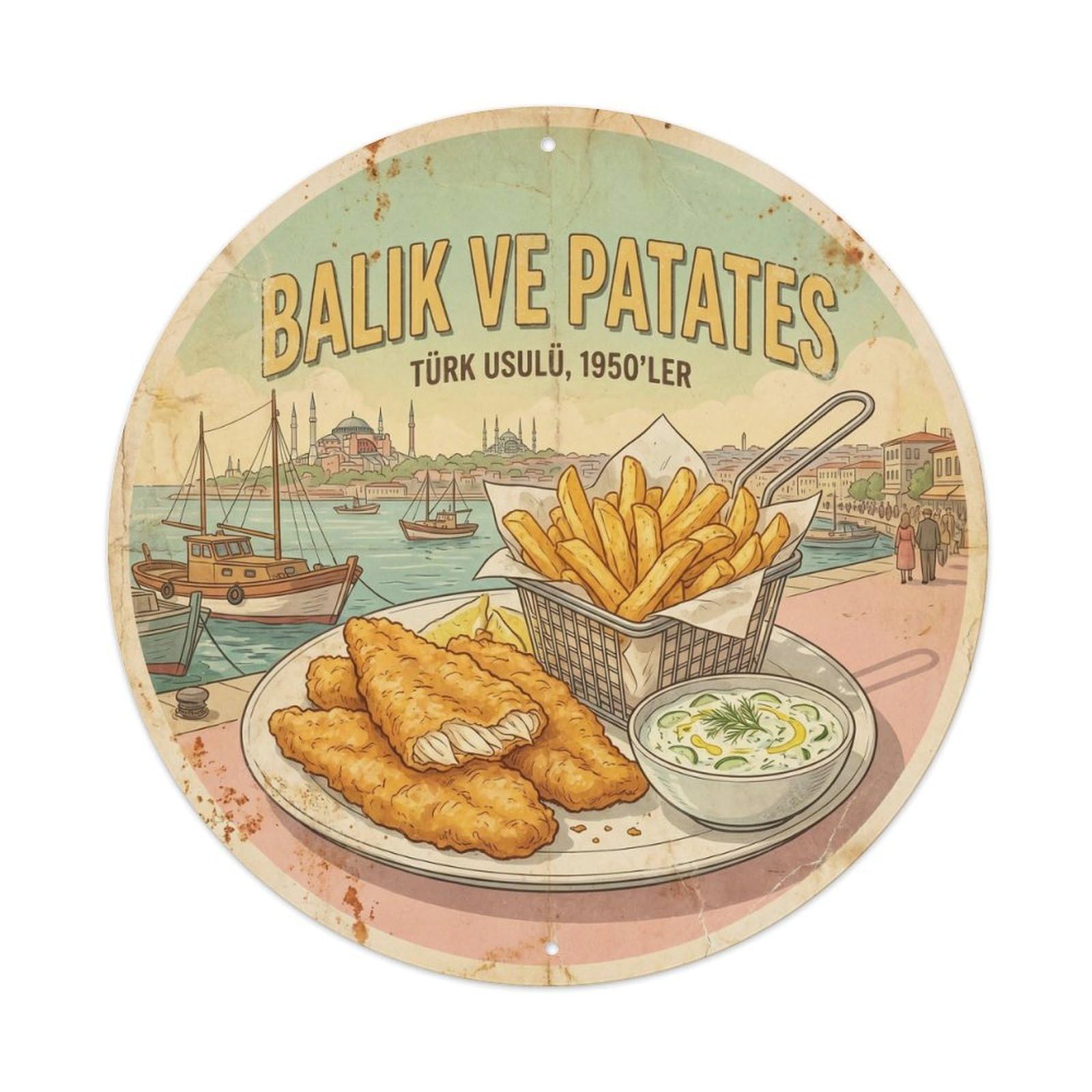 Turkey Travel Seafood Chips Fish Supper Heritage Cafe Metal Tin Sign