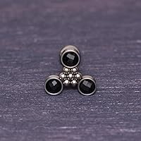 Vista 6 de Cartilage Piercing Jewelry - Cartilage Bar Onyx, Implant Grade Titanium Ear Piercing