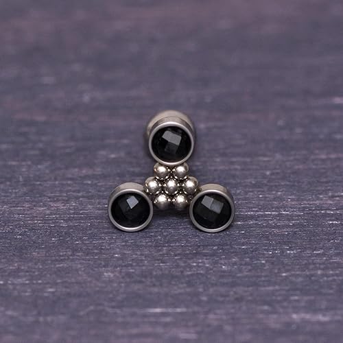 Miniatura 6 de Cartilage Piercing Jewelry - Cartilage Bar Onyx, Implant Grade Titanium Ear Piercing