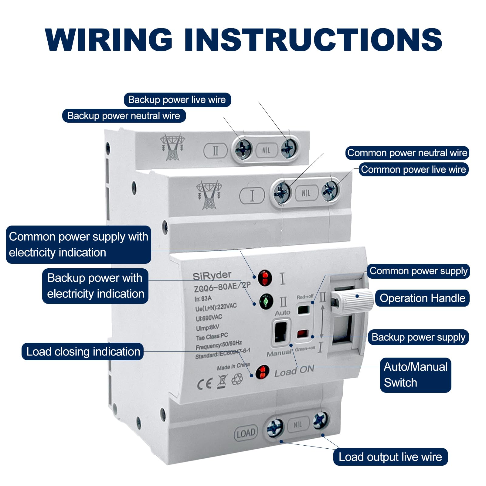Automatischer Stromumschalter 63A - Für Notstrom Bei Stromausfall Im Haushalt