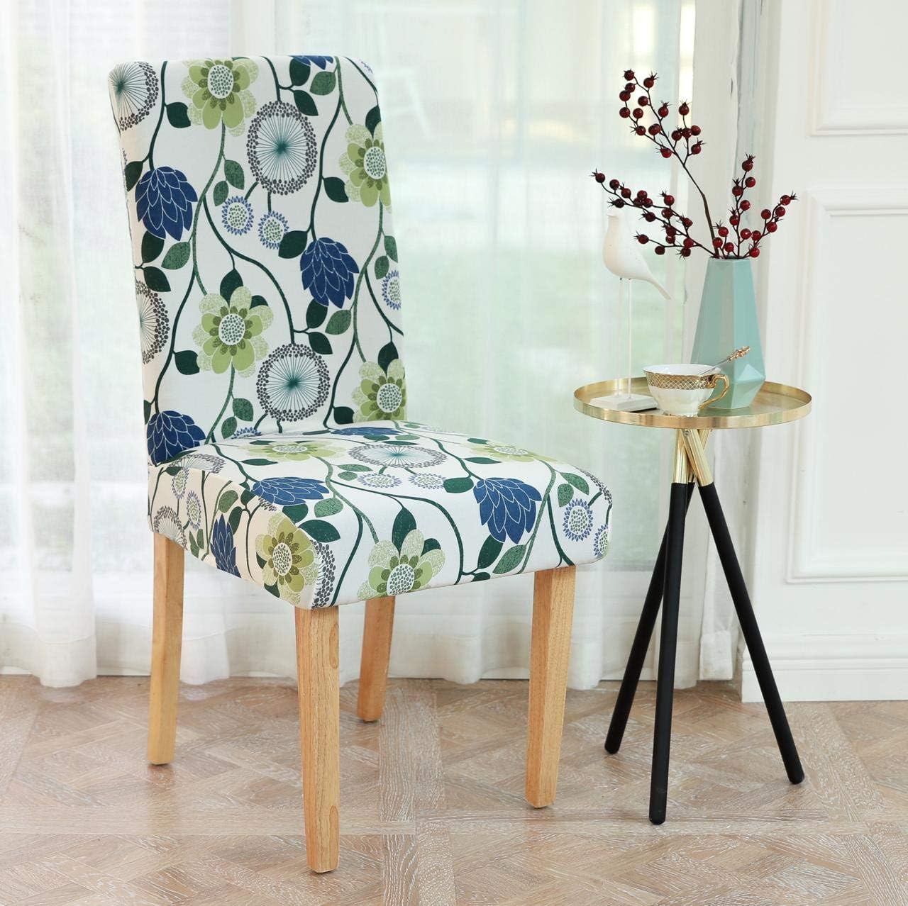 1PC Multi Flower Design Stretchable Dining Chair Cover | Universal Fit Removable Washable Slipcover | 140 GSM Polyester Spandex | Elastic Protective Cover for Home & Hotel Chairs (CC-011-01)