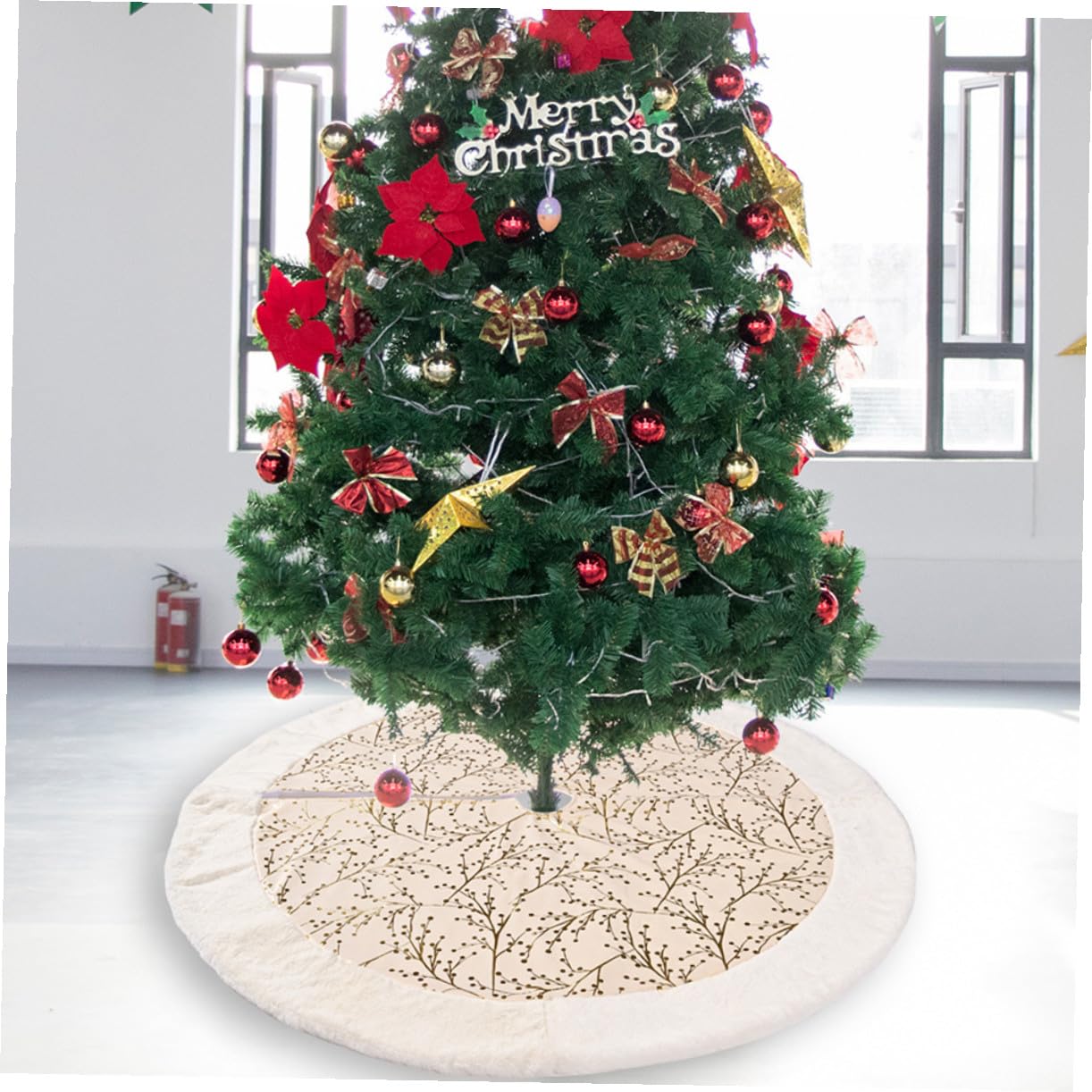 Zerodeko Tapis de Sapin de Noël Décoration pour Sapin de Noël Dorée Jupe pour Intérieur