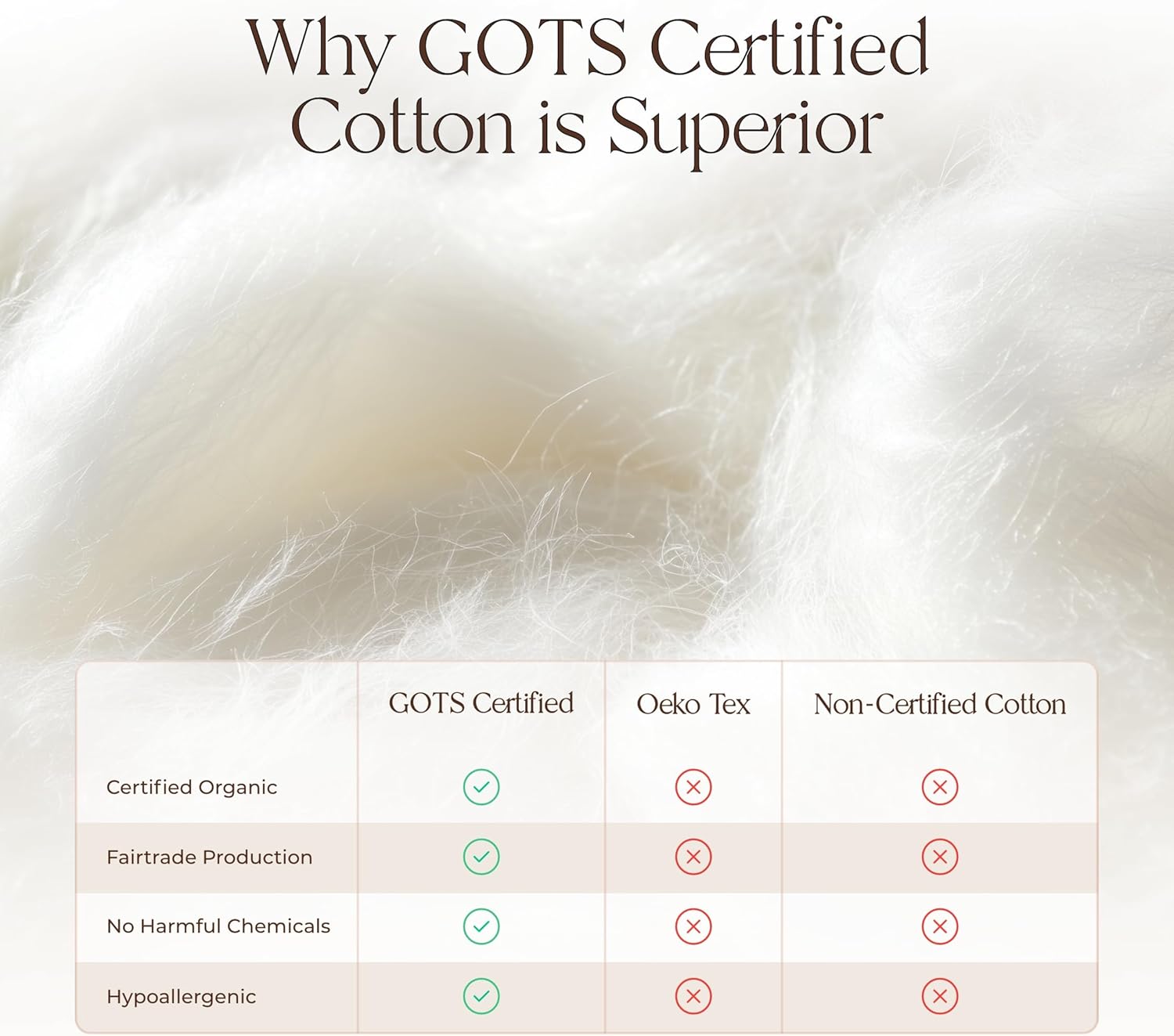 Organic Cotton Pillow Protector Standard Size - 100% Cotton GOTS Certified Pillow Case Protector with Zipper - Hypoallergenic Machine Washable Edge Piping & Breathable Cover - 2 Pack (White, Standard)