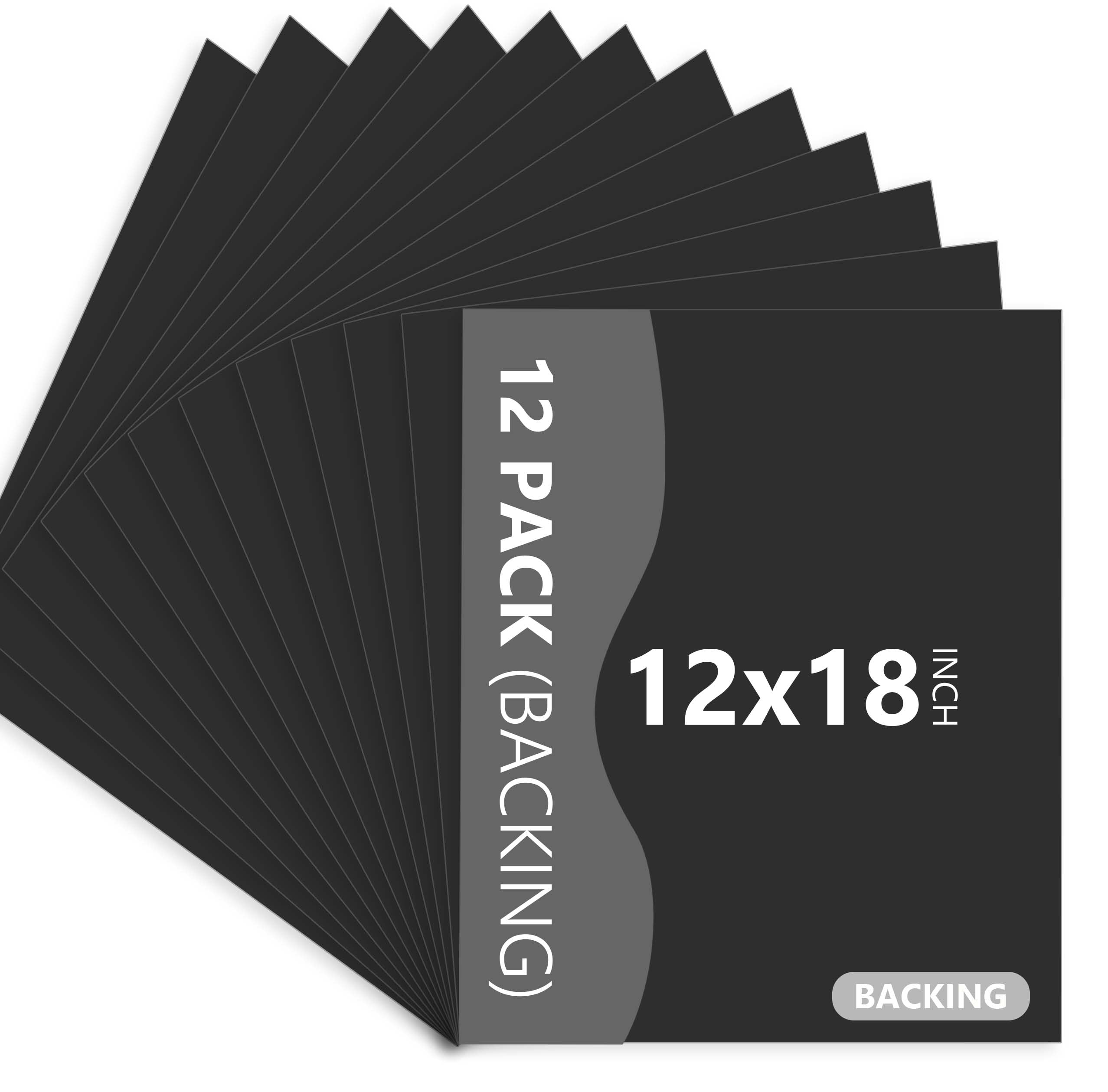 Photo 1 of 12 Pack Backing Boards Only - 12x18 Uncut Black Mats Matboards, Acid Free Backerboards, Ideal for Photos/Pictures/Prints/Frames/Arts