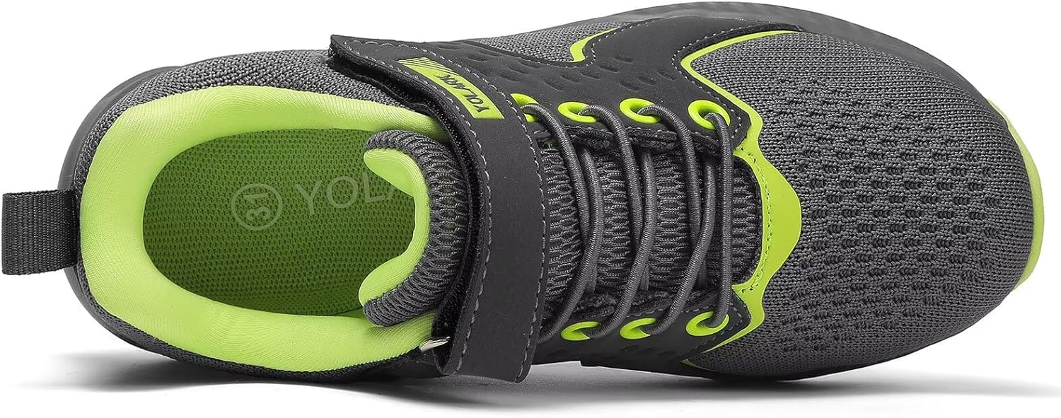 YOLARK Kids Sneakers for Boys Girls Running Tennis Shoes Non-Slip Hiking Walking Shoes Lightweight Breathable Sport Athletic