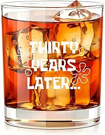 Copo de uísque de aniversário de 30 anos para homens, copo engraçado "Thirty Years Later" de 290 ml, presente de aniversário de 30 anos para ele, pai, marido, irmão, namorado, ideia única de presente