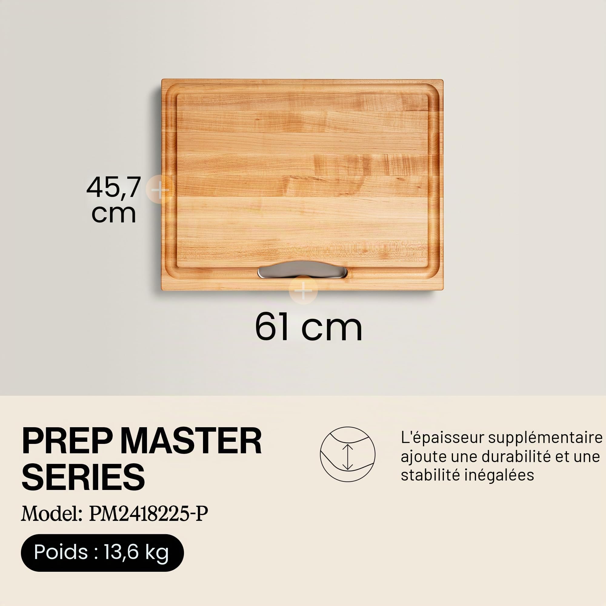 Boos Block Planche à Découper avec Égouttoir - 38,1 x 35,6 x 5,7 cm | Planche Erable d'Amérique Du Nord - Billot De Cuisine - Planche a Decouper Professionnelle
