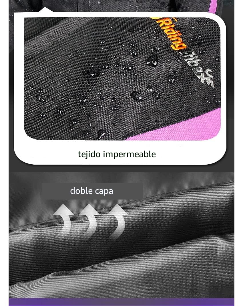 Msport Chaqueta de Moto Impermeable para Mujer, Chaqueta 4 Estaciones con Forro Térmico Extraíble, Transpirable y con Protecciones CE - Violeta L