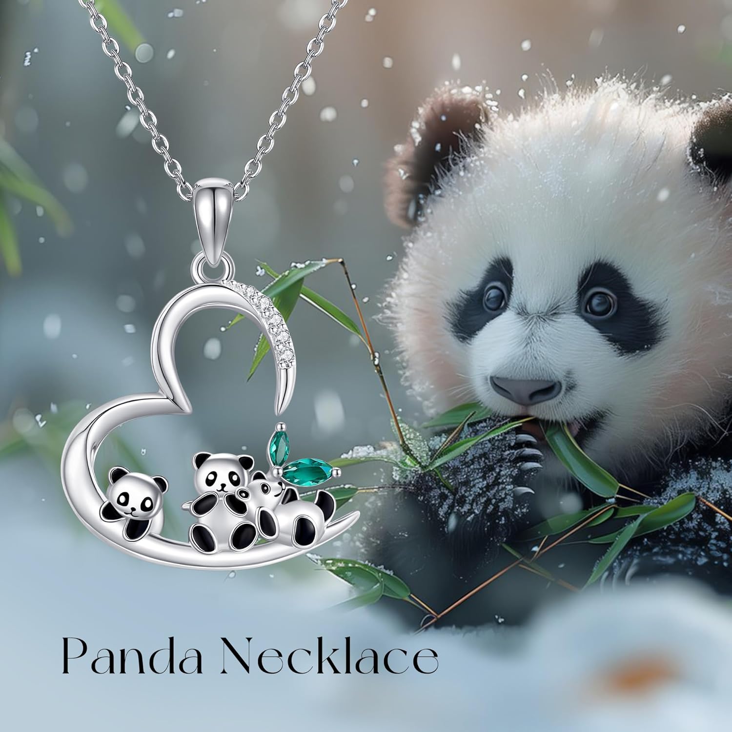 Pandas Necklace Sterling Silver Animal Pendant Animal Jewelry Gifts for Women Panda Lovers Mom - Image 6