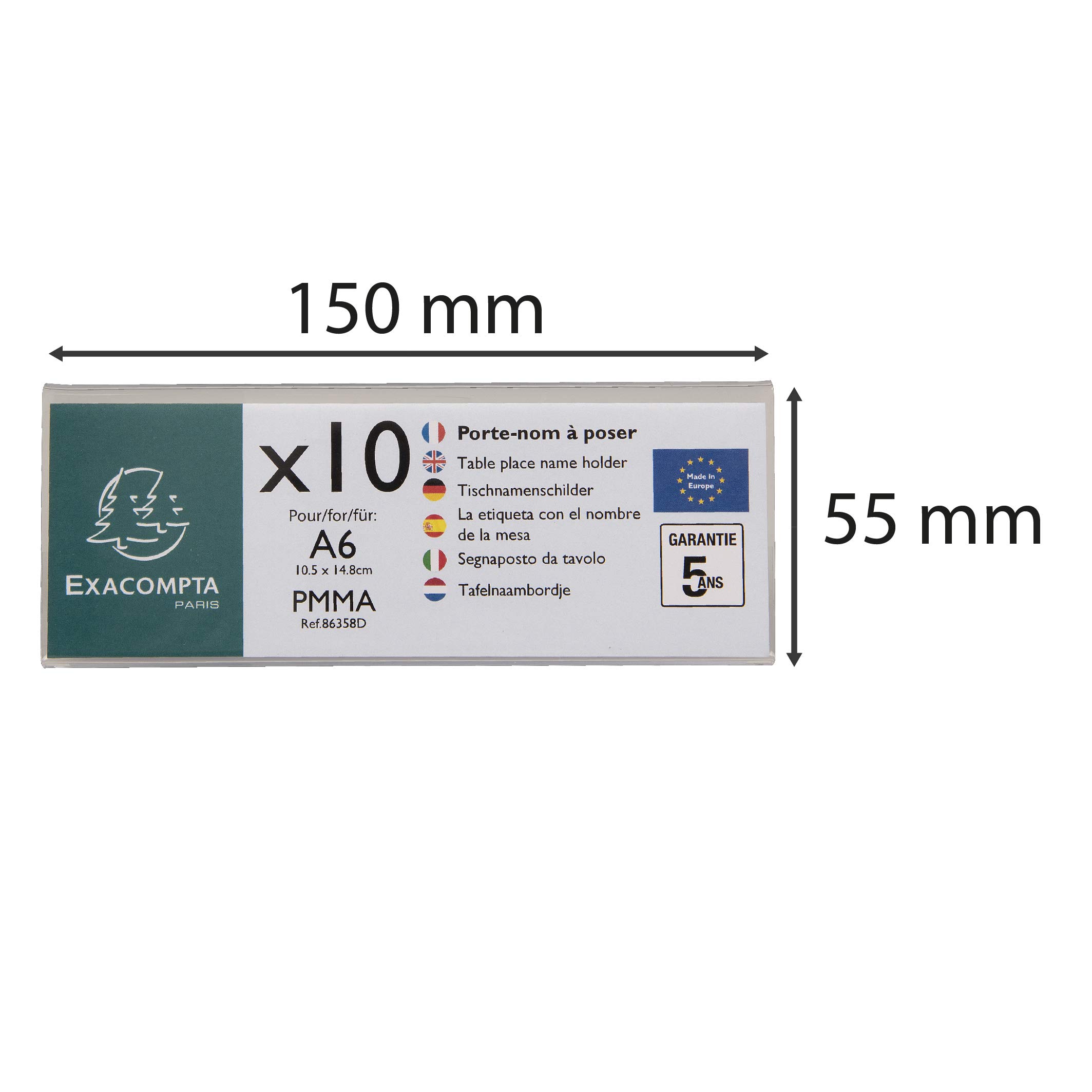 Exacompta, Ref 86358D, Name Tag Display Stand, Suitable for A6 Paper Folded Landscape, Made from PMMA (Acrylic) Material - Image 3