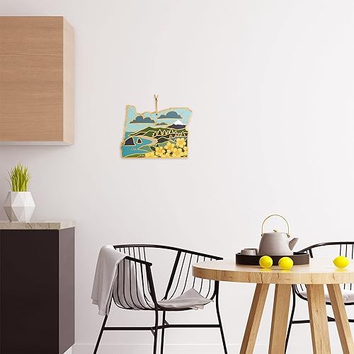 Miniatura 4 de Totally Bamboo Tabla para cortar y bandeja de servir con forma del estado de Oregón y charcutería con arte de Summer Stokes, incluye lazo para