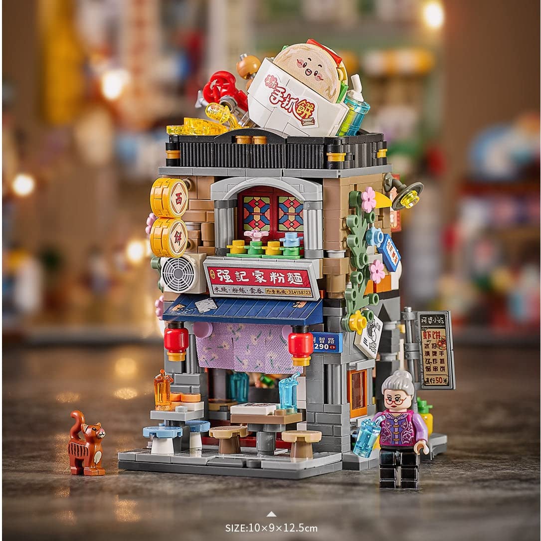 Mini Street View Building Blocks Chinese Style Food Stall Hong