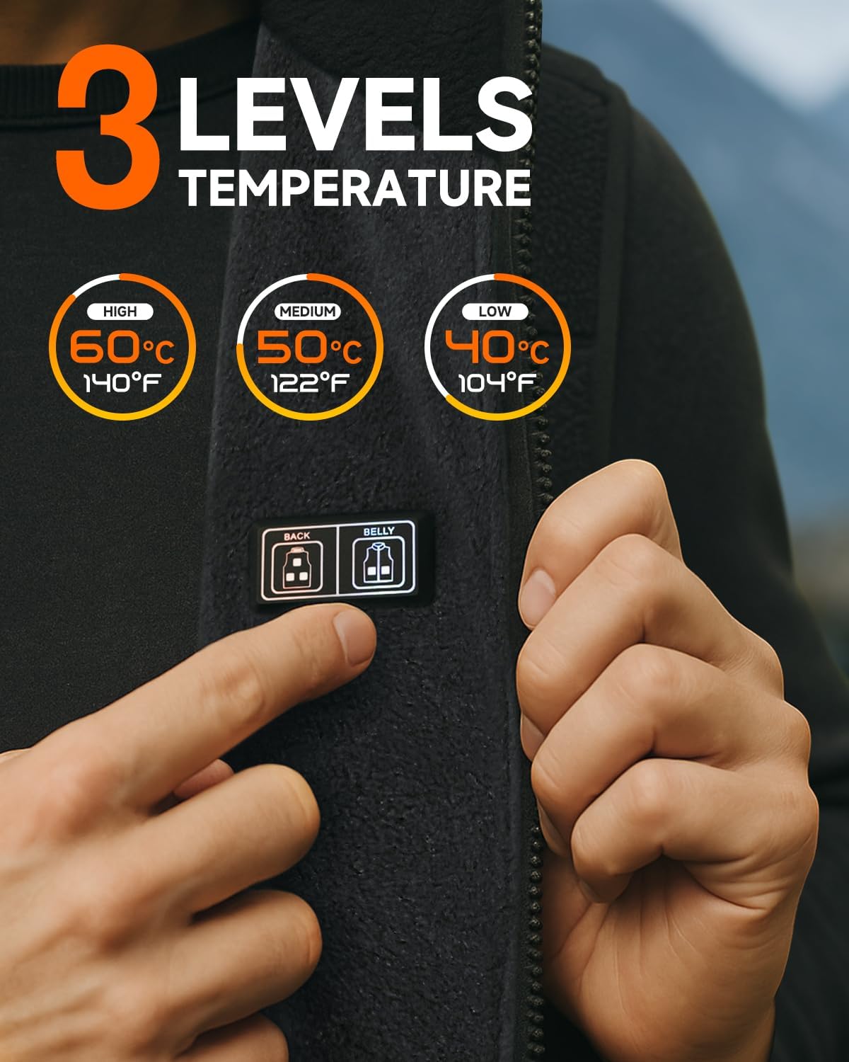 LABCOOL Polar Fleece Heated Vest USB Rechargeable With 10000mAh Battery pack,3 Heat Levels Washable electric Vest - Image 5