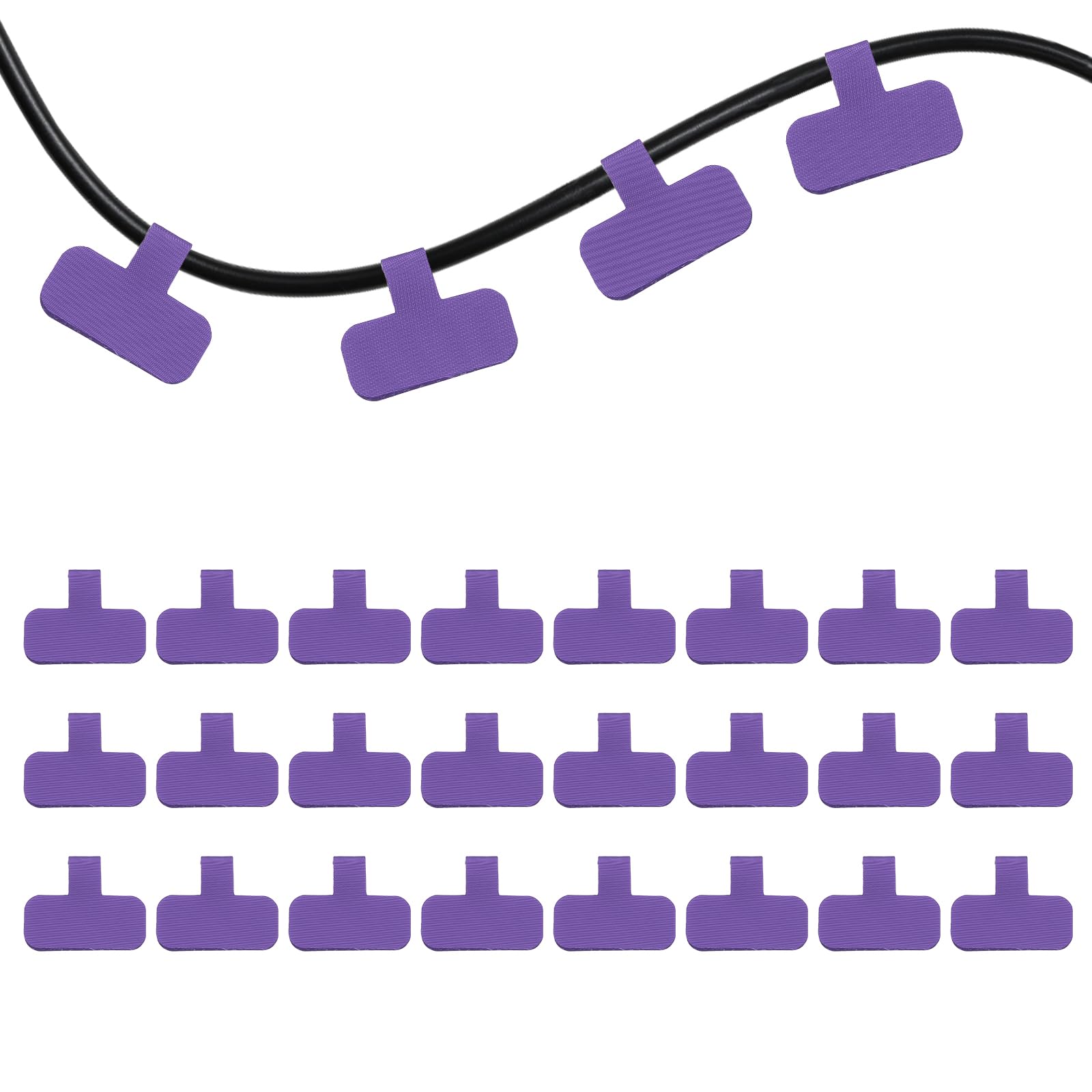 PATIKIL 24Pcs Cable Labels Tags, Reusable 60MM Write on Wire Tags Cord Labels Hook Loop Rectangle Cable Ties for Electronics Organize Wire Classify Identification Management, Purple