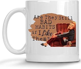 Are they Still Bad Habits if I Like Them? Funny Vintage 1950's Housewife Pin-up Girl 11 or 15 oz. Mug Gift for Her BFF