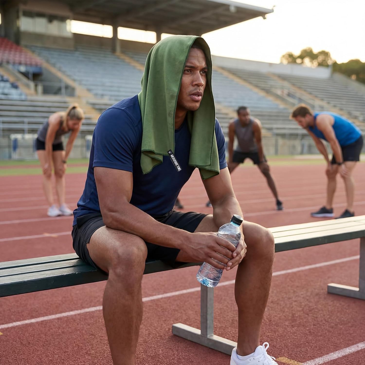 6 Pack Microfiber Gym Towels with Carry Bag, Super Absorbent Quick Dry Lightweight Sports Towels 20" x 47" for Travel Beach Workout Yoga Swim Camping(Military Green,Medium)