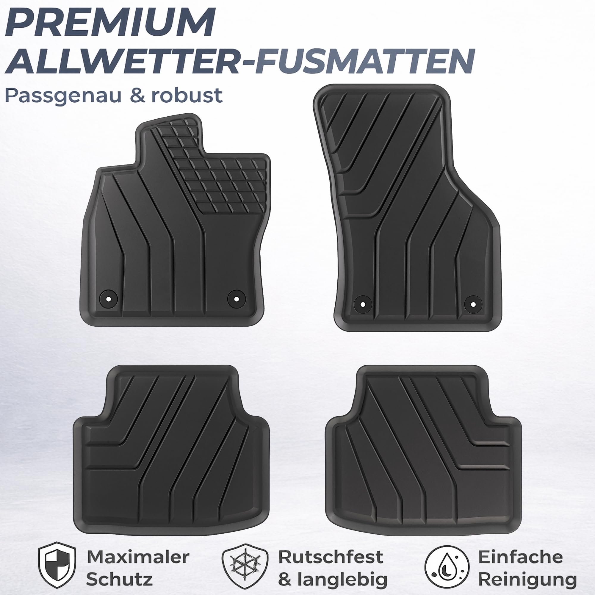 Gummifußmatten Set 4-teilig für Skoda, VW Golf Sportsvan, Cupra, Seat Leon