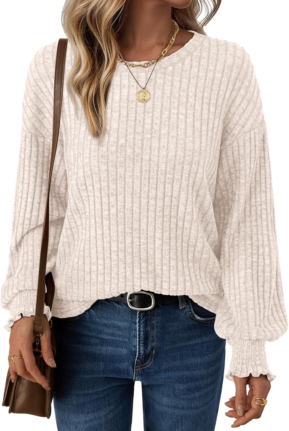 AUTOMET Long Sleeve Shirts for Women Tops Fall Fashion Outfits 2025 Crewneck Sweaters Trendy Blouse Dressy Casual