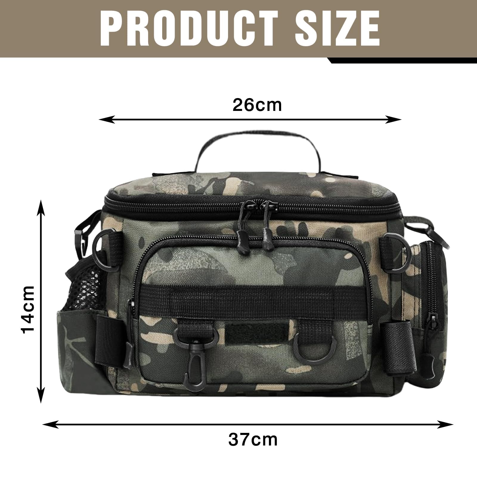 Sac de Peche, Sac à Bandoulière Multifonctionnel, Grande Capacite Stockage de Matériel de Pêche Sac, Stockage de matériel de pêche, Plein Air Pêche Tissu d'Oxford Extérieur Fishing Bag (37 x 20 cm)