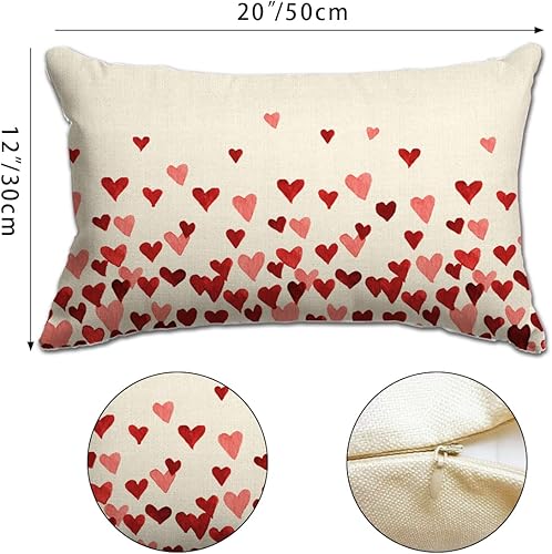 Miniatura 3 de JXZYGMD Fundas de almohada para el día de San Valentín de 12 x 20 pulgadas, diseño de corazón rosa, decoración para sofá, decoración del hogar