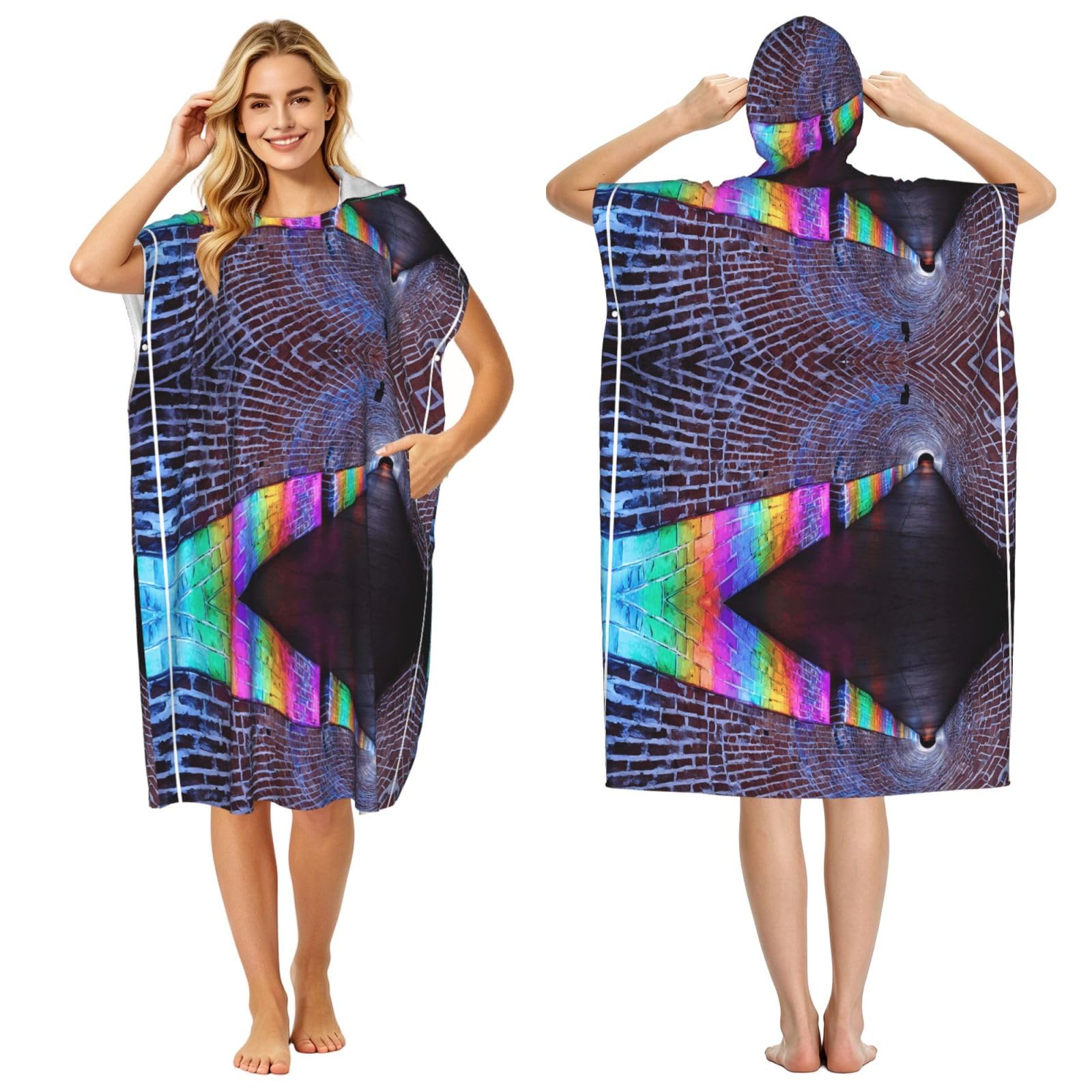 Poncho microfibre léger imprimé Dreams avec capuche pour le surf d'été