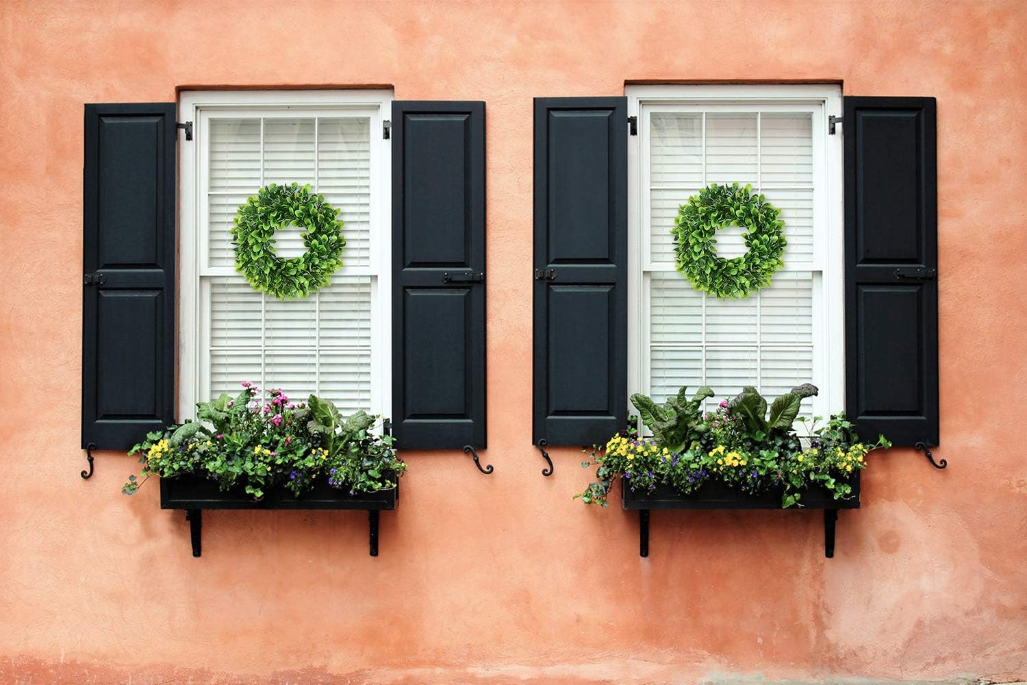 Lvydec Artificial Green Leaves Wreath - 10" Mini-Sized Boxwood Wreath for Window Wall Decor Front Door Home Decoration - Image 7