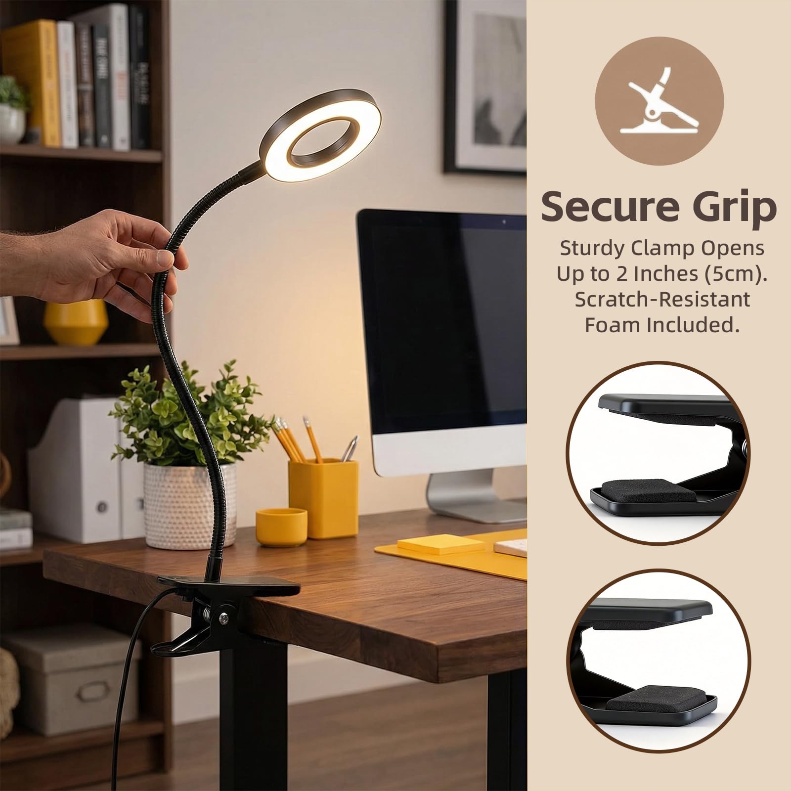 Luz USB con clip para cabecero de cama, lámpara de lectura flexible con cabezal de refrigeración de aluminio, 30 modos de iluminación, lámpara de escritorio para dormitorio, hogar, oficina