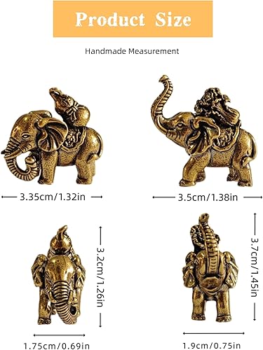 Miniatura 2 de 2 piezas de decoración de estatua de elefante de latón pequeña, mini figuras retro de animales de cobre para el hogar, adornos de decoración