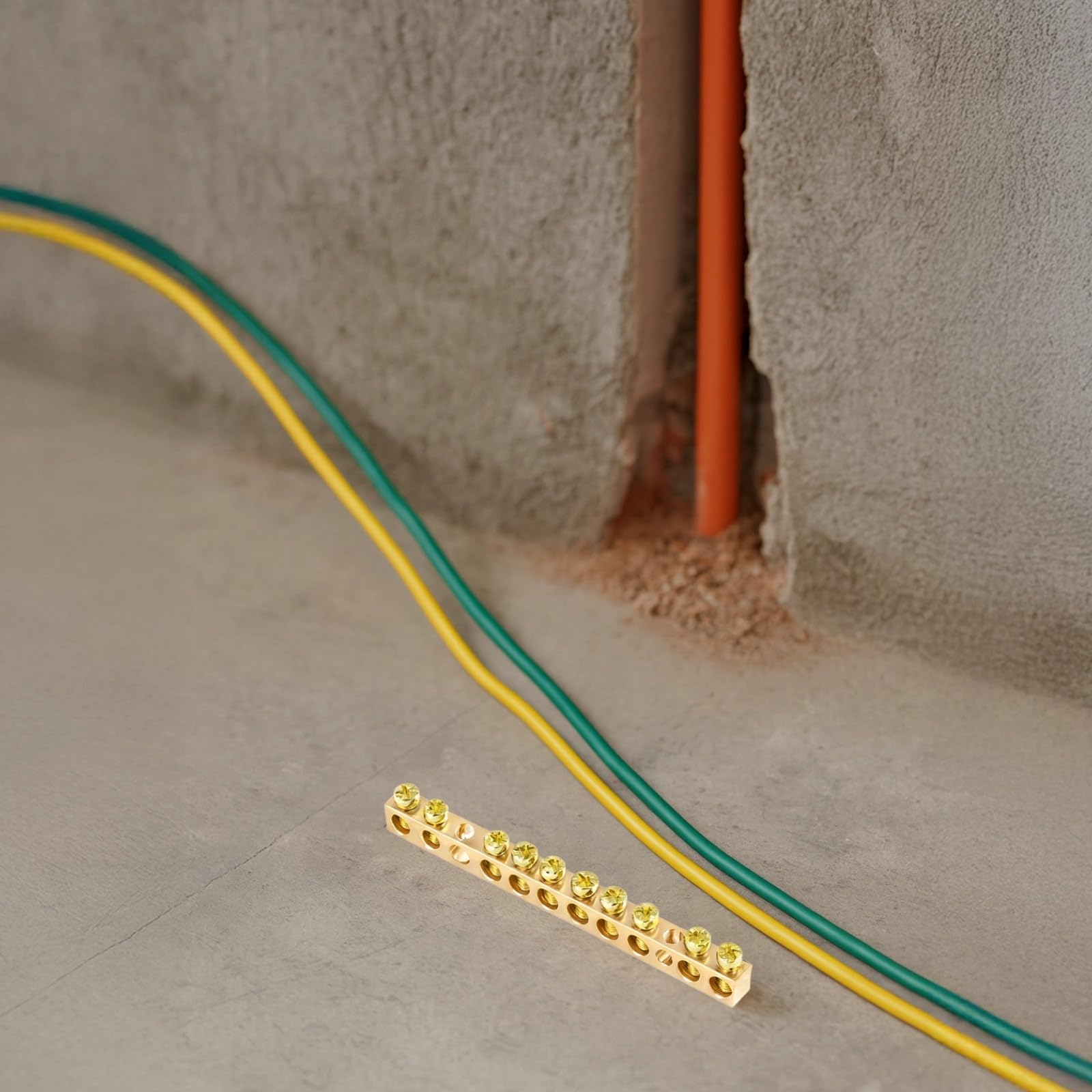 10 Stk. 10-polige Erdungsleiste 3,77 Zoll / 95,7 mm, Messing-Erdungsleisten mit M5-Schrauben, Erdungsleiste für Schalttafel, Erdungsklemmenleiste für 16 mm² Drahtanschluss