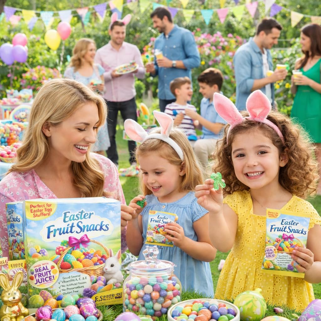 Eater Fruit Snack Gummy Flavor Treats 85 Individually Wrapped Pouches for Easter Egg Hunt Basket Stuffer Filler Party Favor DIY Gift