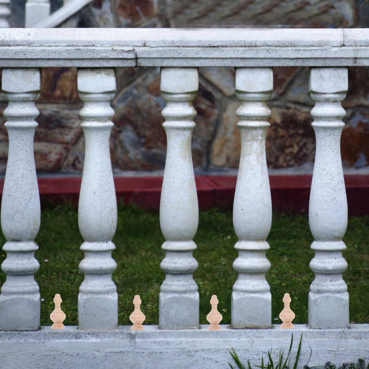 Hemoton Small Arch Bridge Balusters Solid Wood Decorative Spindles for Entry Table Decor European Style Stair Parts Home Furnishing 2.44 X 1.02 X 1.02 in 4 Pack