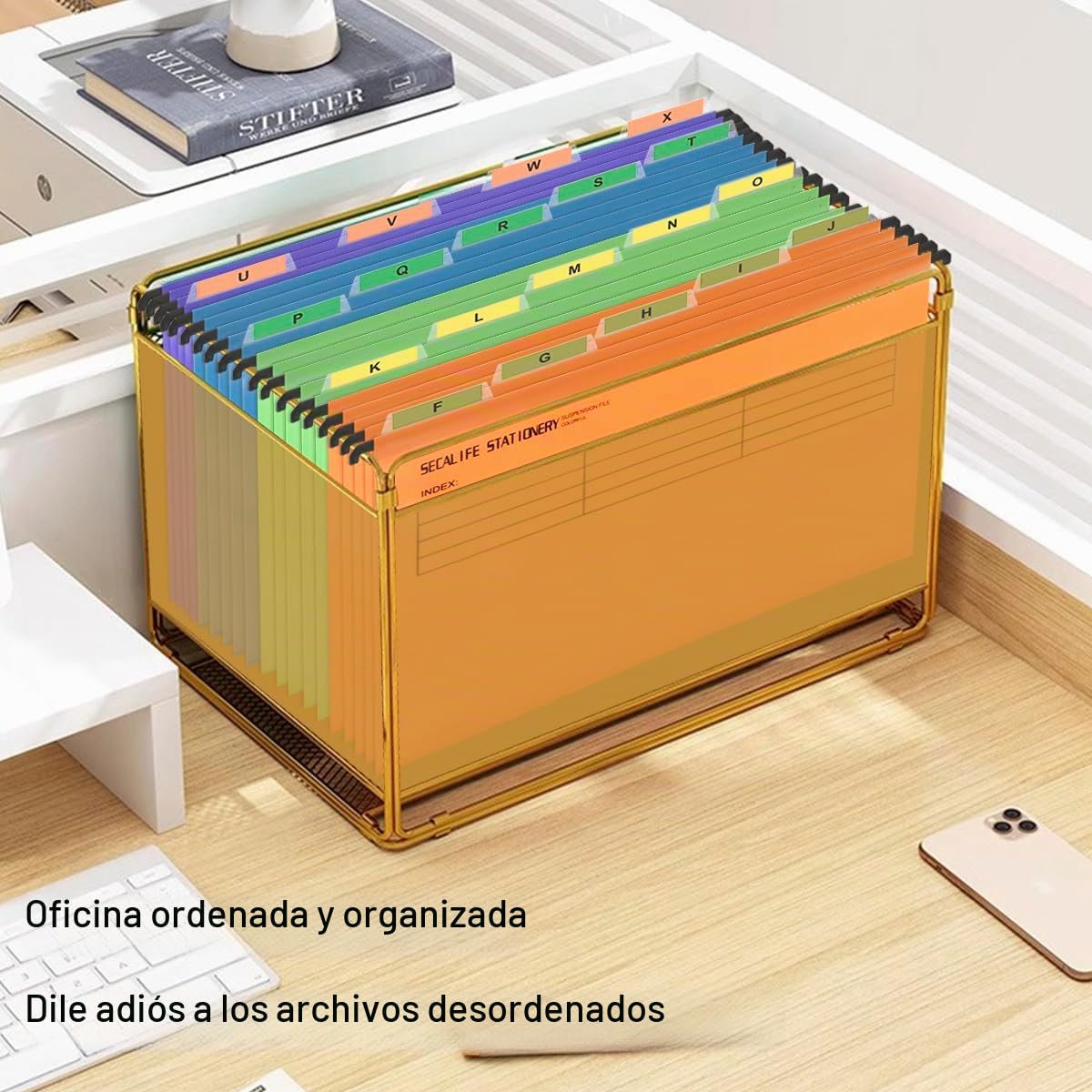 24 Piezas Archivo Carpetas Colgantes Polipropileno,Archivadores Colgantes A4,5 Colores Carpeta Colgante con Pestañas e Inserciones para Escuela, Hogar, Trabajo, Oficina
