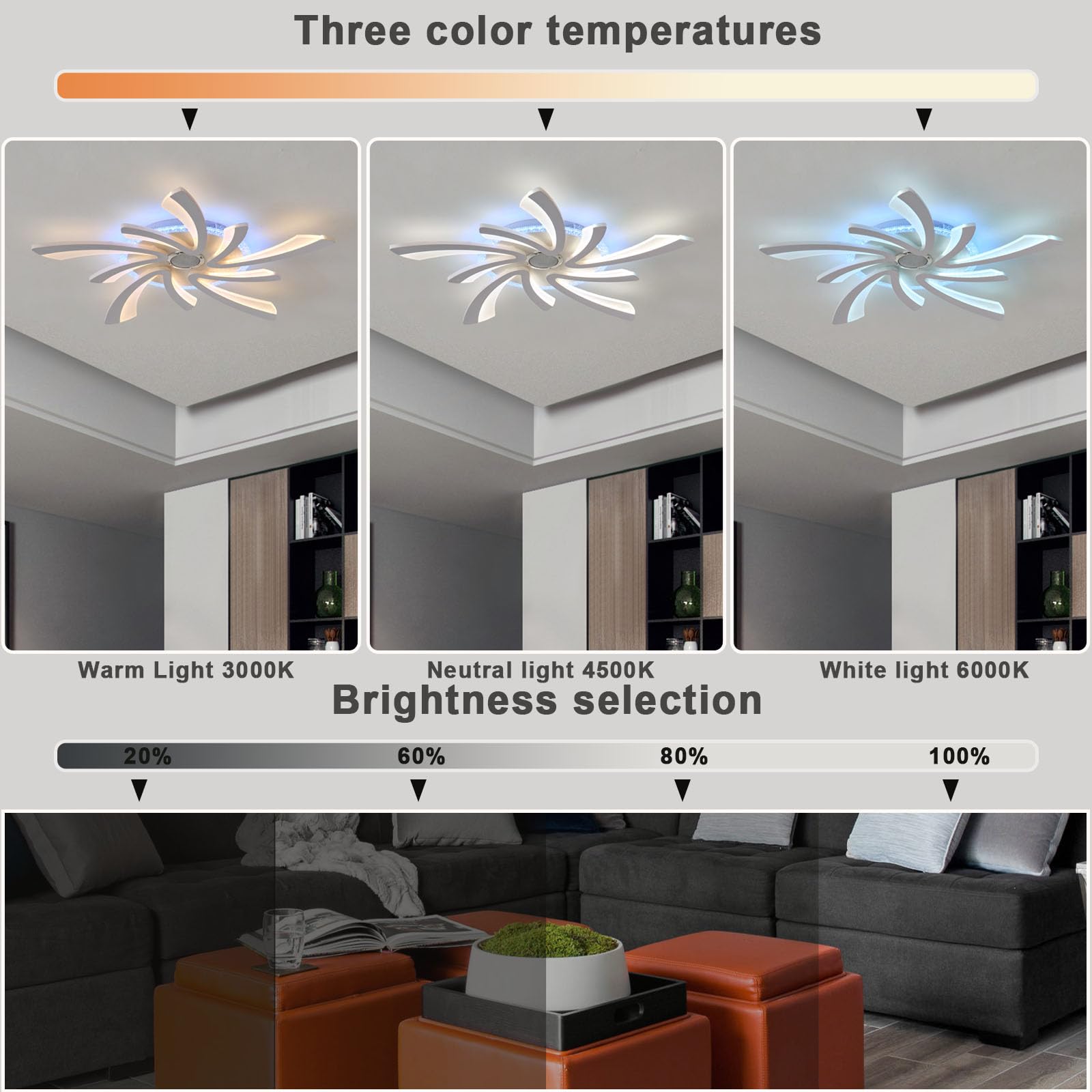 Dimmerabile Plafoniera Intelligente RGB Bluetooth Lampadario,Elevata Resa Cromatica con Funzione Di Memoria Timer e Senza Sfarfallio Moderno Ceiling Light,per Soggiorno e Camera Da Letto,Bianco