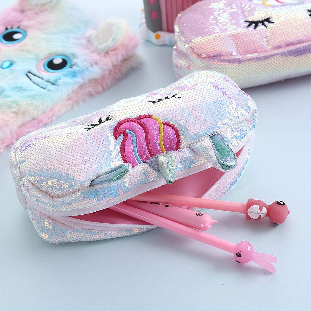 HOXSNII Licorne Trousse à Crayons, Kawaii Étui École 12 Gel