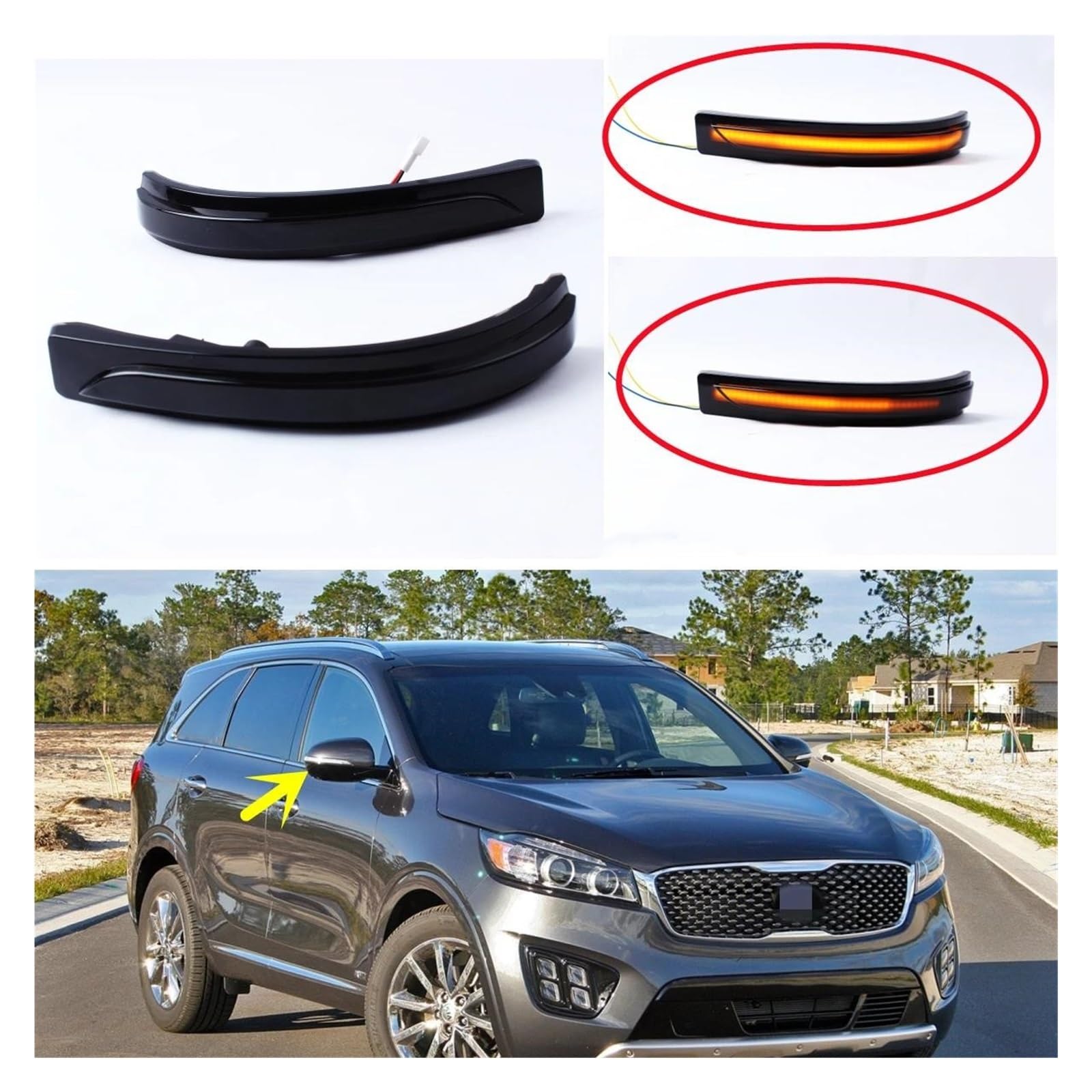 XENITE Señal de Giro del Espejo Lámpara De Espejo Retrovisor Lateral De Coche 87613 C5000 / 87623 C5000 Luz Intermitente LED Dinámica Para Sorento 2015-2018