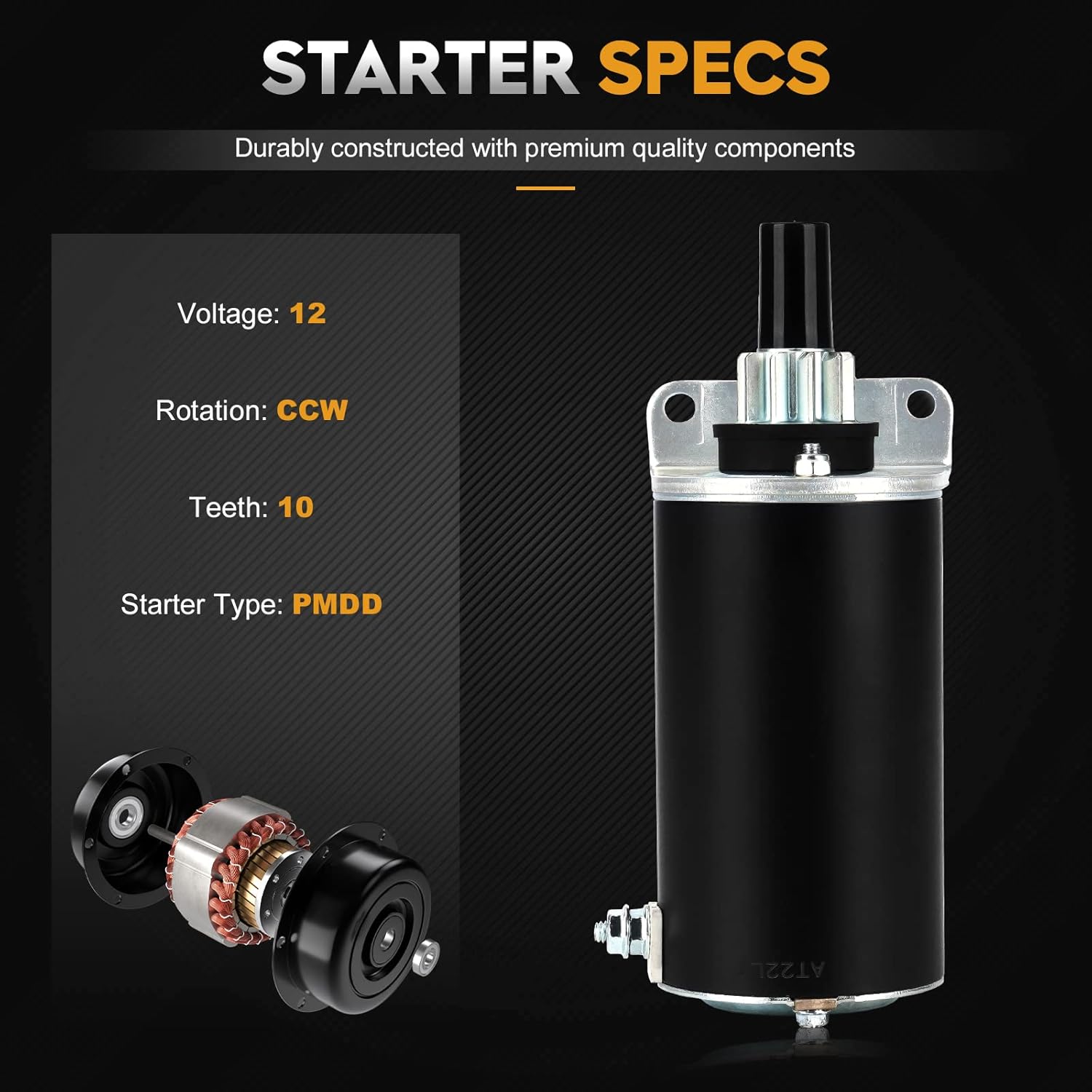 SAB0120 Starter Compatible with Cub Cadet Kawasaki 2003 2004 H1748 HF1748 H1952 RZT 50 Enforcer EN-48 FH500V FH531V FH541V FH580V FH601D FH641D FH641V Replace 21163-7001 410-22022 KAW211637001 435-371