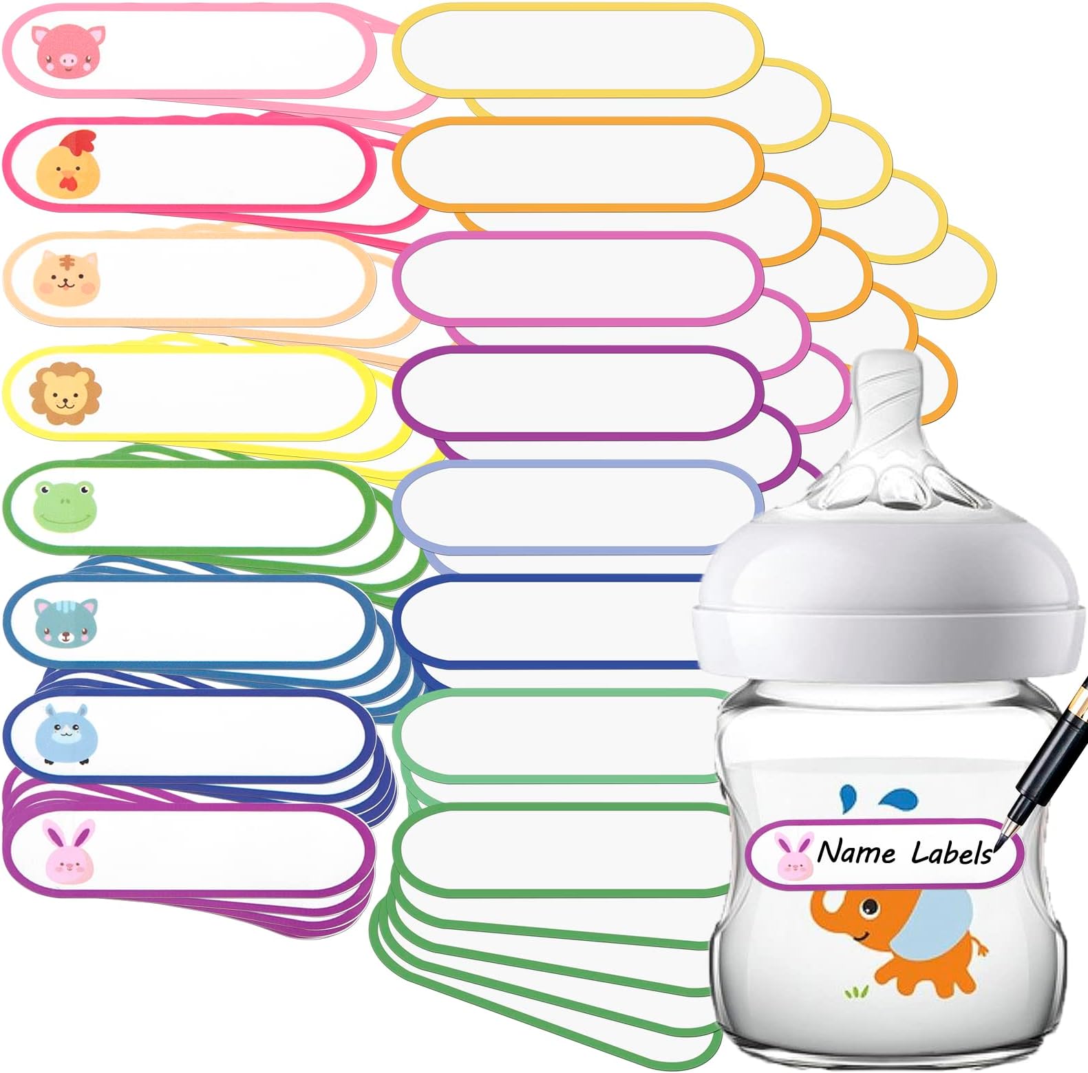 Waterproof Name Labels for Kids Stuff, Daycare Labels for Baby Bottles, 80 PCS Kids Name Stickers for School Supplies Self Laminating, Dishwasher Safe, Personalized Name Tags for Water Bottle Pacifier