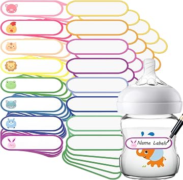 Waterproof Name Labels for Kids Stuff, Daycare Labels for Baby Bottles, 80 PCS Kids Name Stickers for School Supplies Self Laminating, Dishwasher Safe, Personalized Name Tags for Water Bottle Pacifier