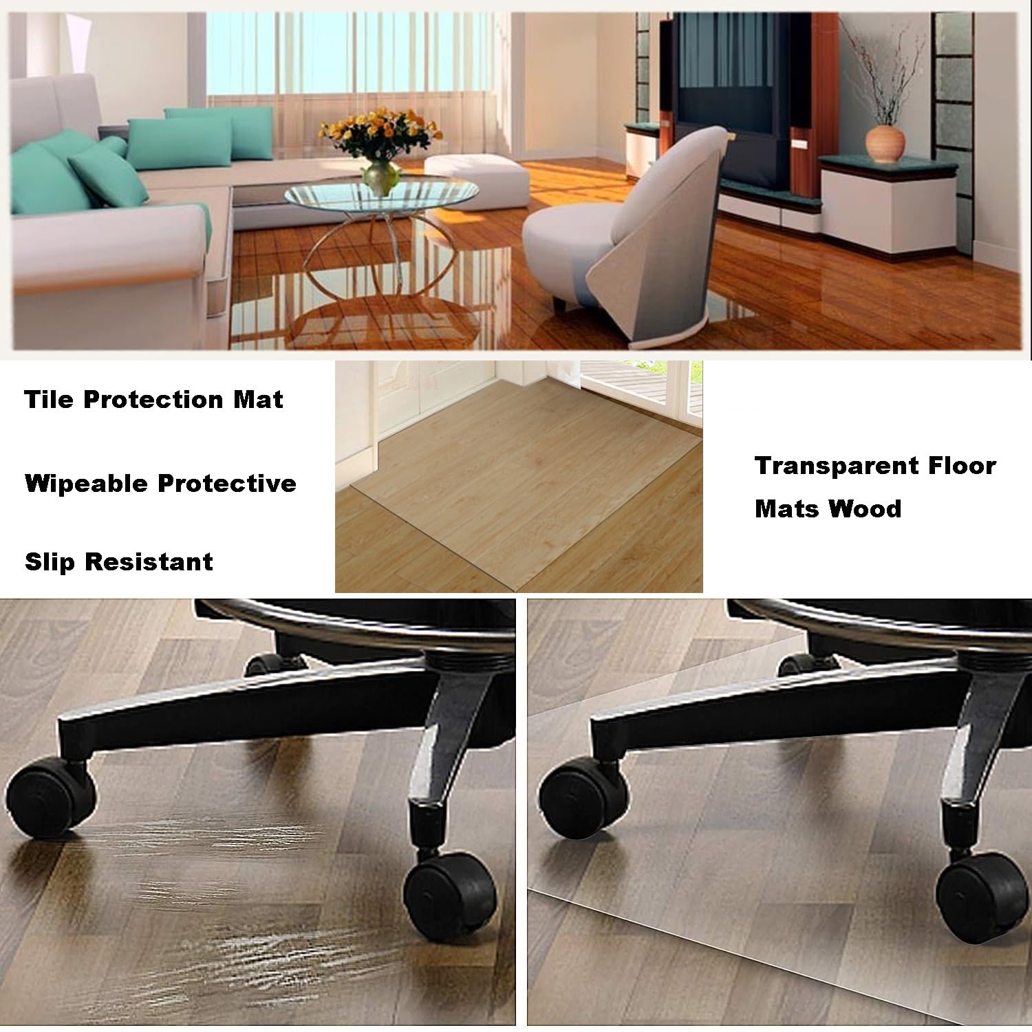Tapis de Bureau Transparent, Tapis de Sol à Bords Ronds en PVC imperméable et résistant à la Chaleur 40x100 50x80 60x130 70x140 80x160 90x180 cm Tapis de Chaise de Bureau (Size : 100x120cm)