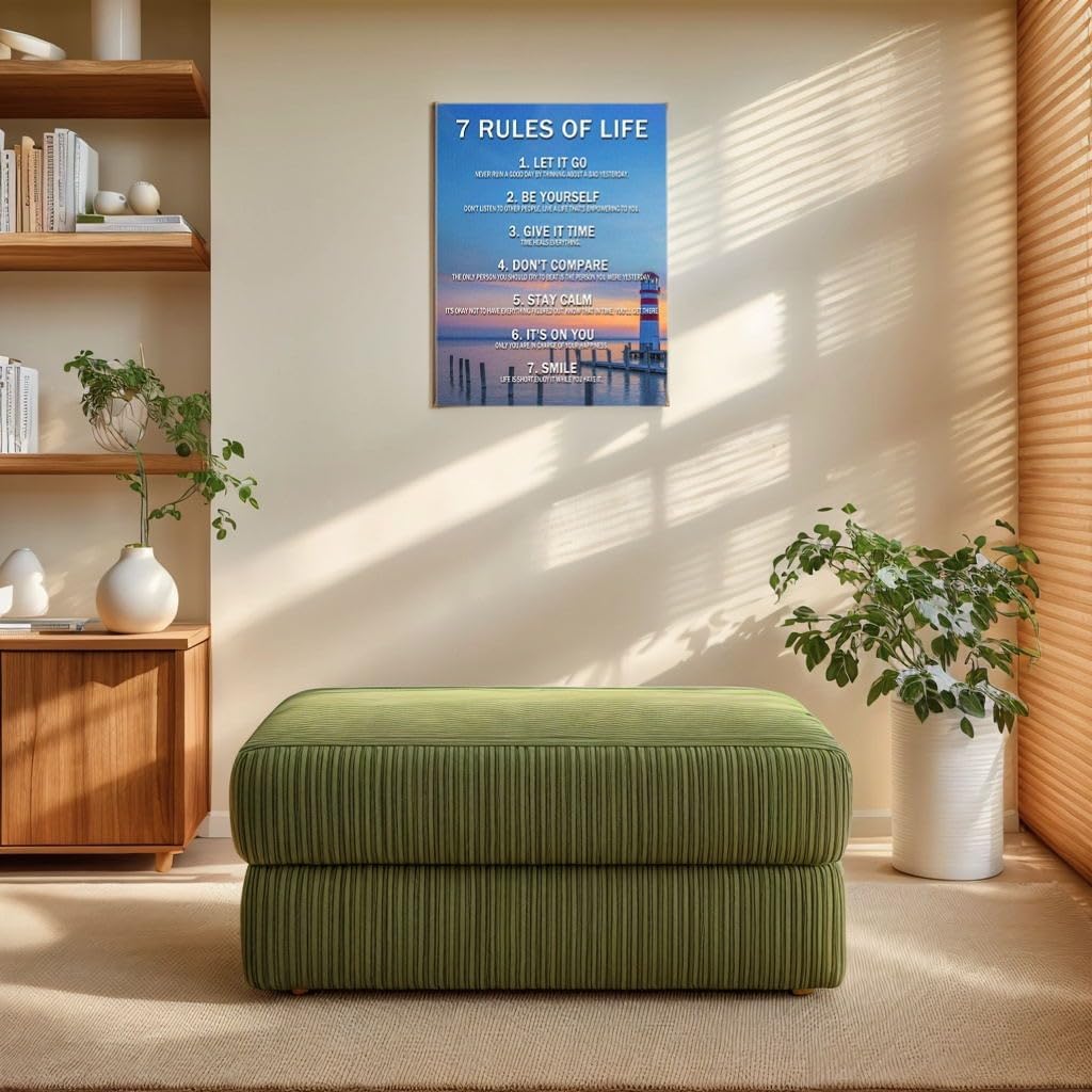 7 Rules of Life Inspirational Wall Art, Motivational Posters for Classroom, Office, Bedroom - Positive Affirmations Canvas Prints, Modern Inspirational Quotes Wall Decor for Home, School, Gym Gifts for Family Member and friends 12x15 inches