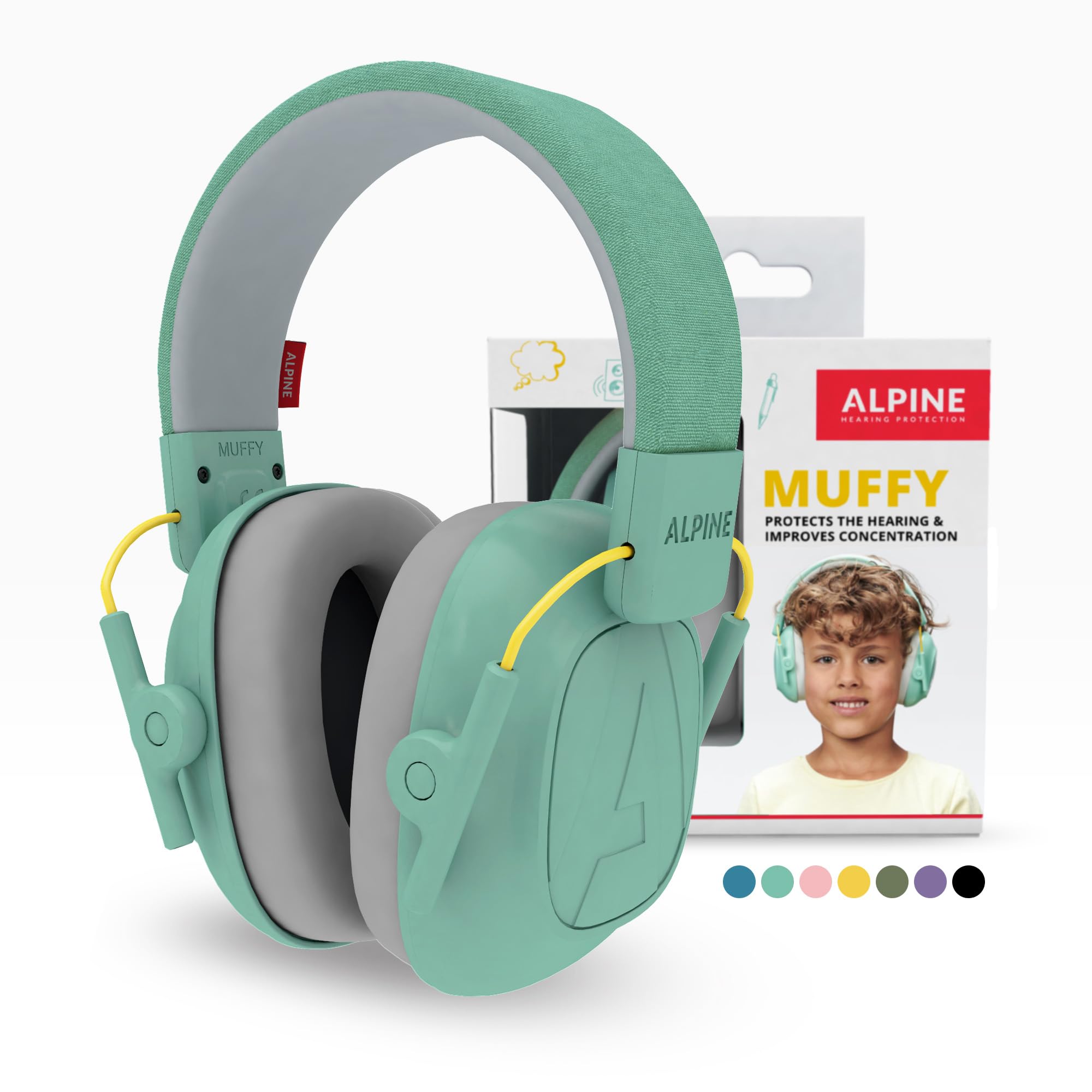 Alpine Muffy Casque Anti-Bruit : protection auditive pour enfants jusqu'à 16 ans - CE Certifié - Confortable et réglable - Prévient les troubles auditifs - Robuste et facile à ranger – Menthe