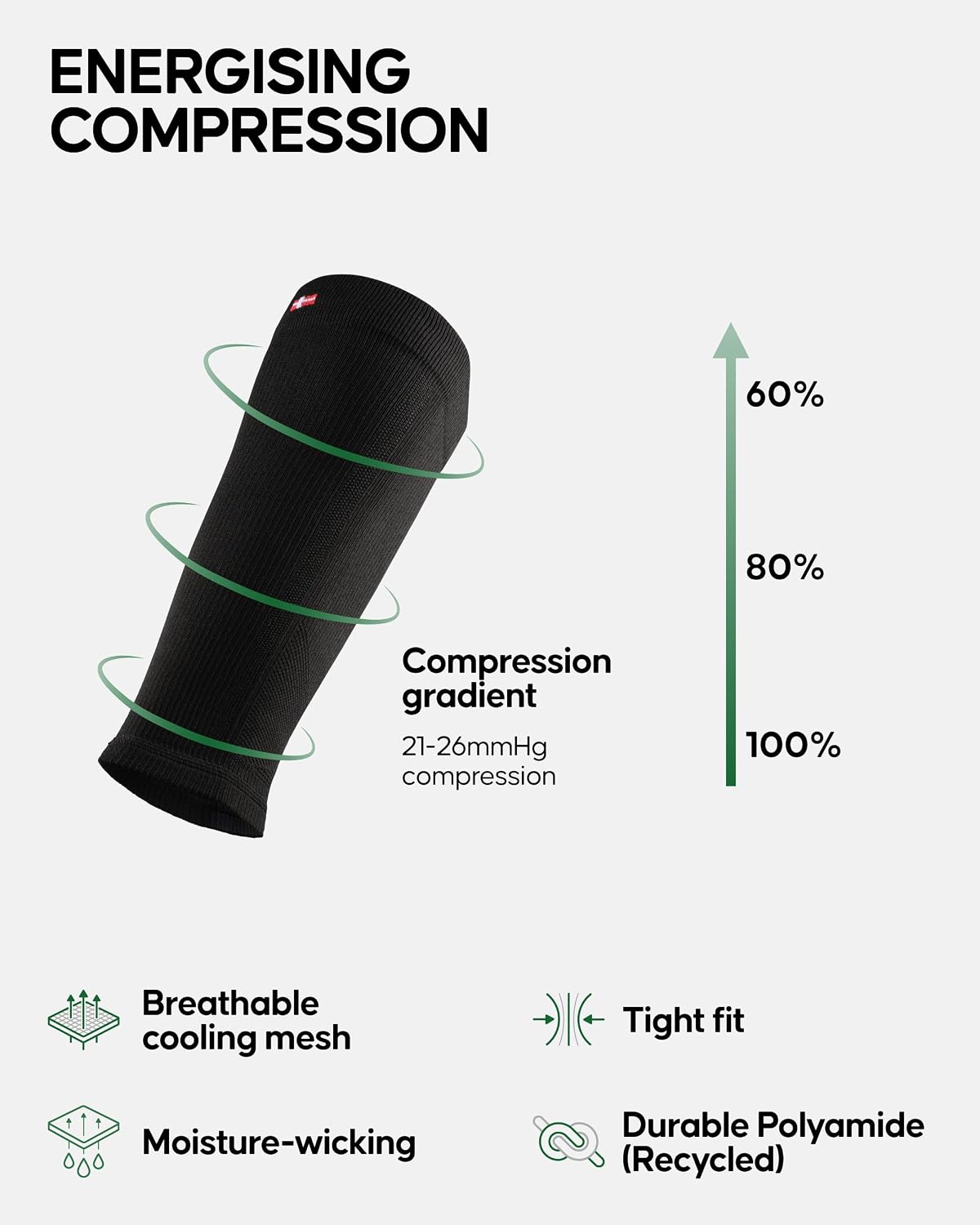 DANISH ENDURANCE Calf Compression Sleeve, 21-26 mmHG, Legs & Shin Supports for Men and Women, 1 or 3 Pack