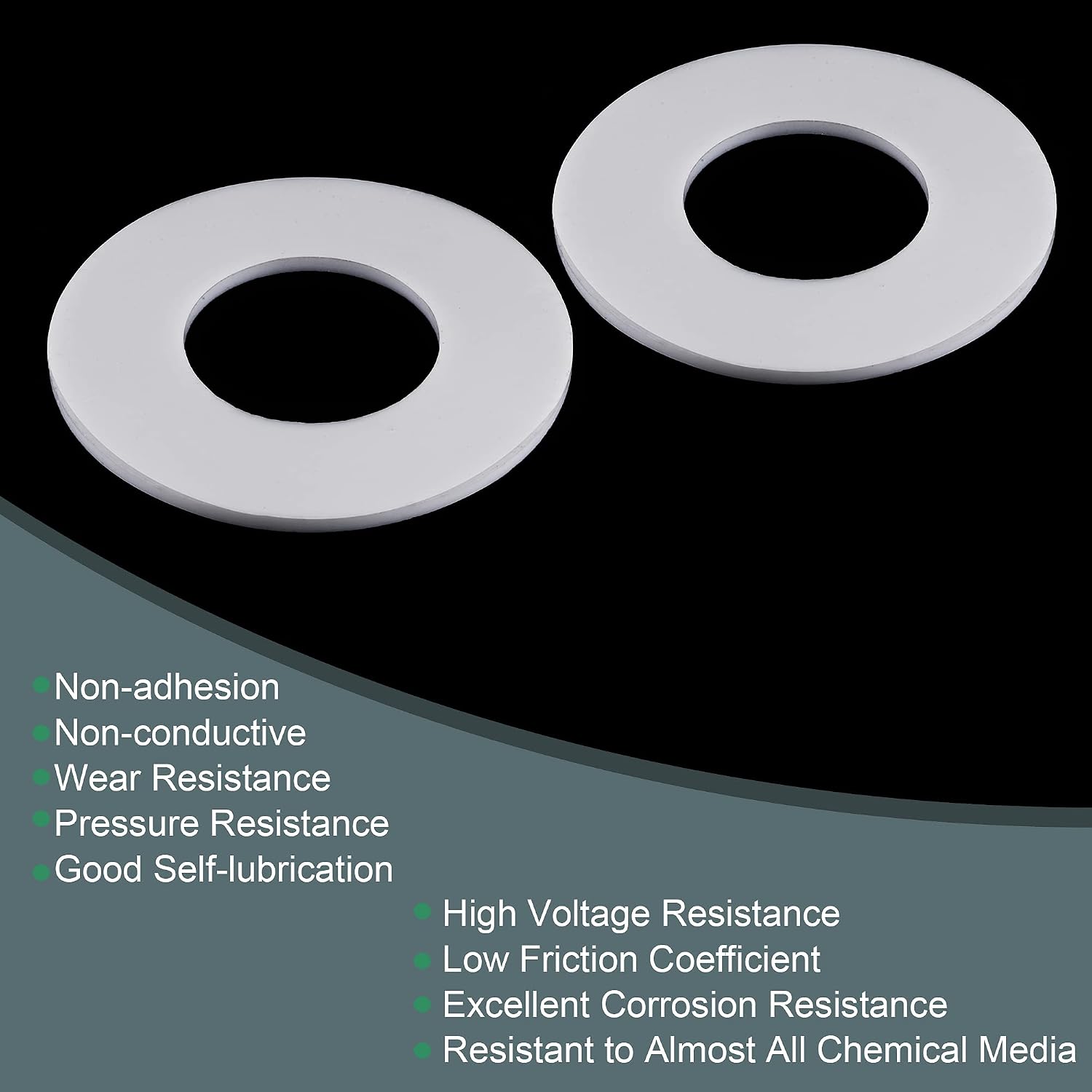 MECCANIXITY PTFE Flat Washers 78mm OD 38mm ID 3mm Thick DN32 Flange Gasket, White Pack of 2