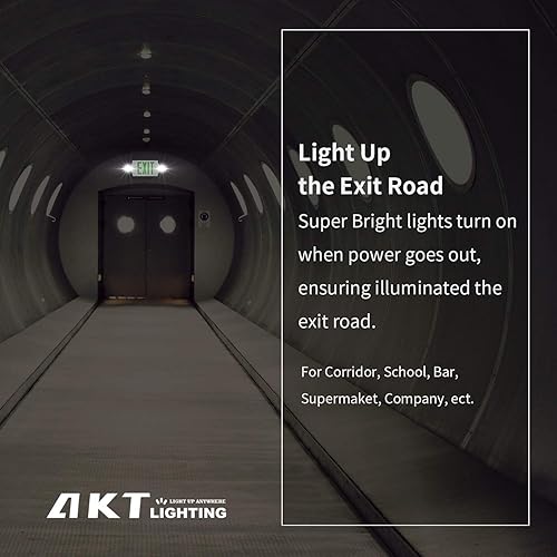 Miniatura 6 de AKT LIGHTING Combo de luz LED de emergencia y señal de salida, señal de salida verde, luz de salida de emergencia certificada UL, lámparas