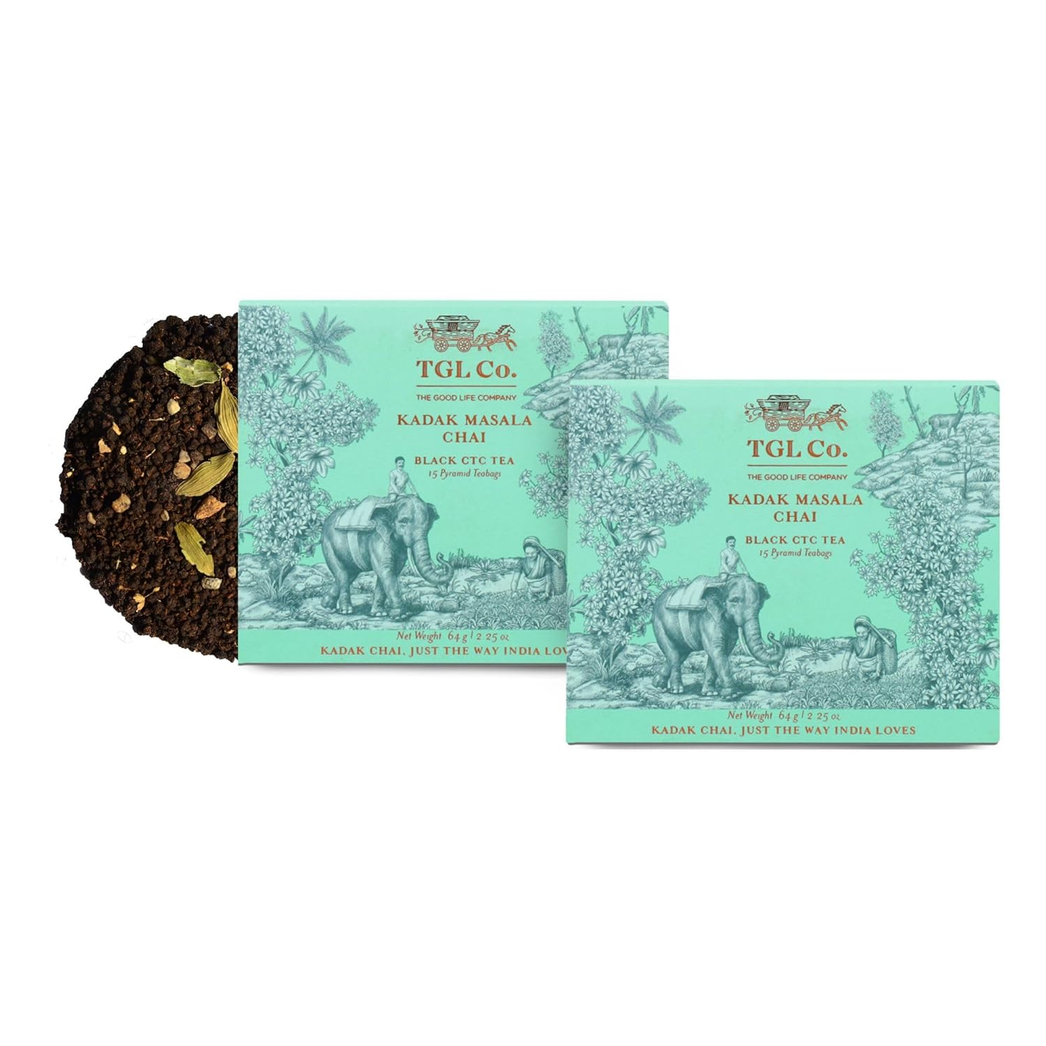 TGL Kadak Masala Chai Tea Black Tea, 32 Tea Bags (30 Tea Bags + 2 Free Exotic Sample)