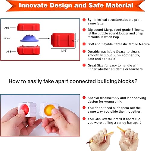 Miniatura 5 de JeewLet -POP 28 piezas multisensoriales Pop-CVC-Fidget-Classroom-Juguetes Lectura divertida y herramientas interactivas fonéticasSonido fuerte