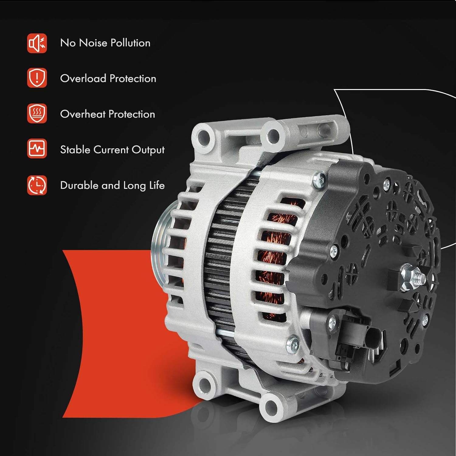 A-Premium Alternator Compatible with Audi A6 Quattro 2009 3.0L, 12V 180A 6-Groove Clutch Pulley Clockwise, Replace# 06E903016T, 06E903016TX